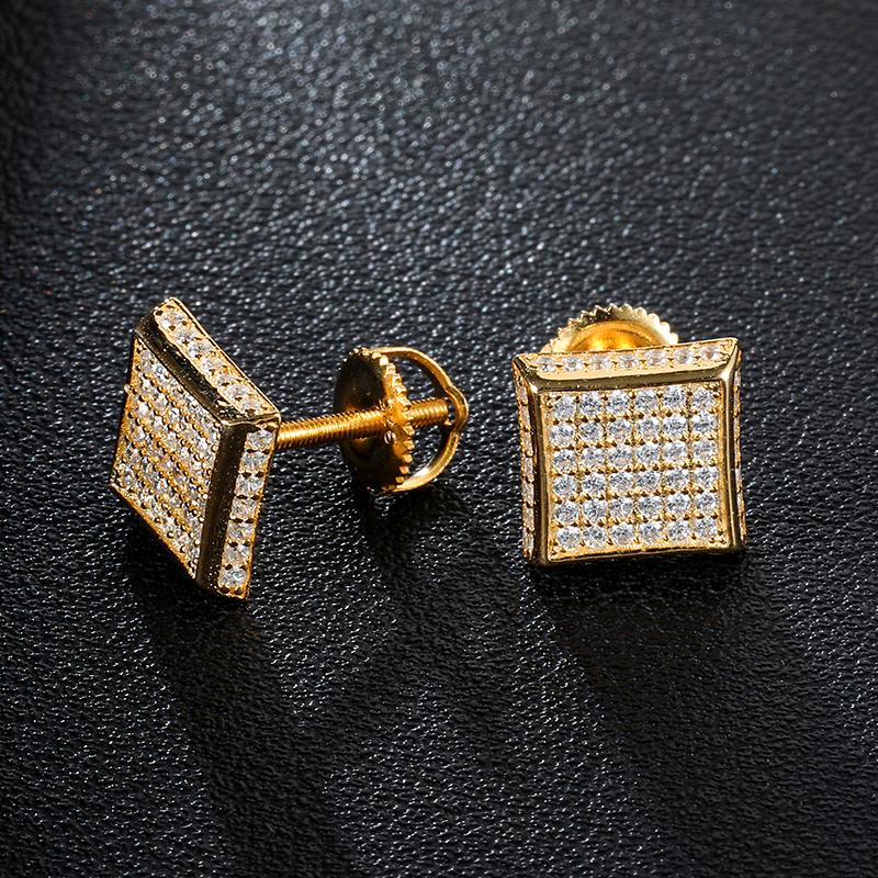 Изображение товара: Мужские Серьги D & Z в стиле хип-хоп с микрозакрепкой из фианита AAA +, блестящие медные Геометрические Квадратные искусственные бриллианты для мужчин