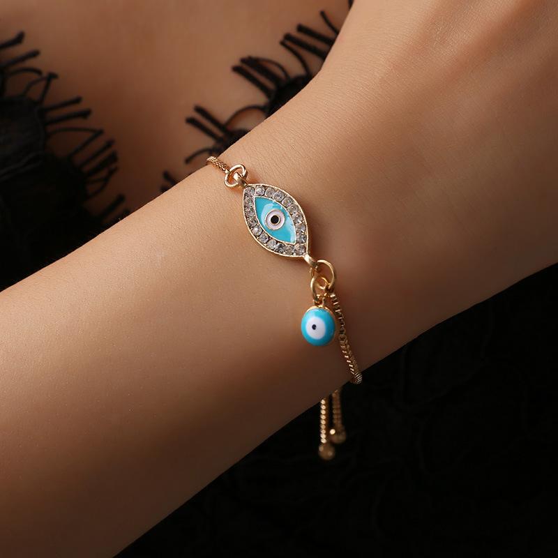 Изображение товара: Новый Этнический регулируемый браслет с голубыми глазами для женщин, модные ювелирные изделия для рук, изящные браслеты и браслеты, подарки на день рождения