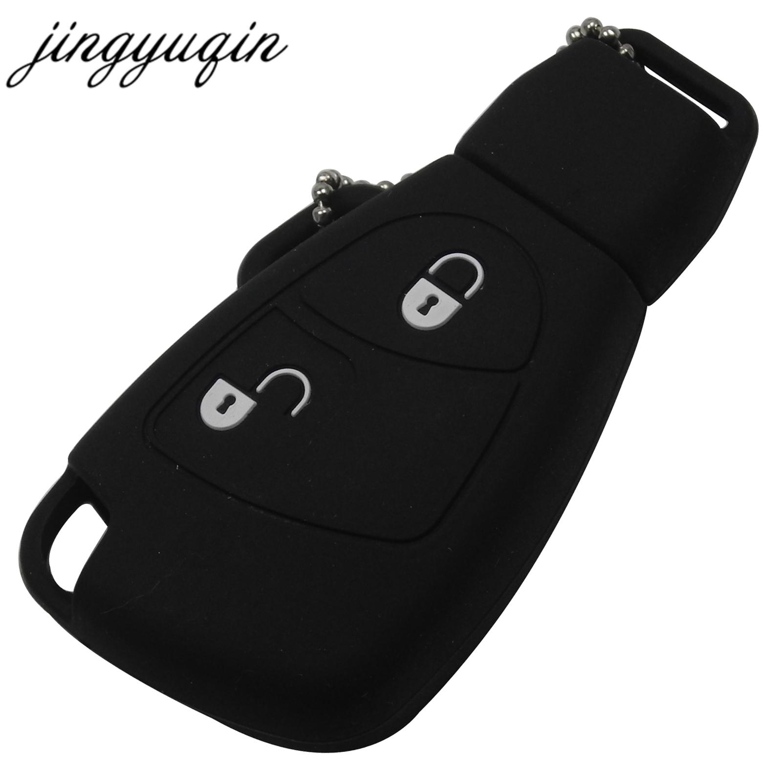 Изображение товара: Чехол для ключей jingyuqin для Mercedes Benz B C E S ML SLK CLK Class, 10 шт./Лот, 2 кнопки, умный силиконовый чехол для автомобильного ключа