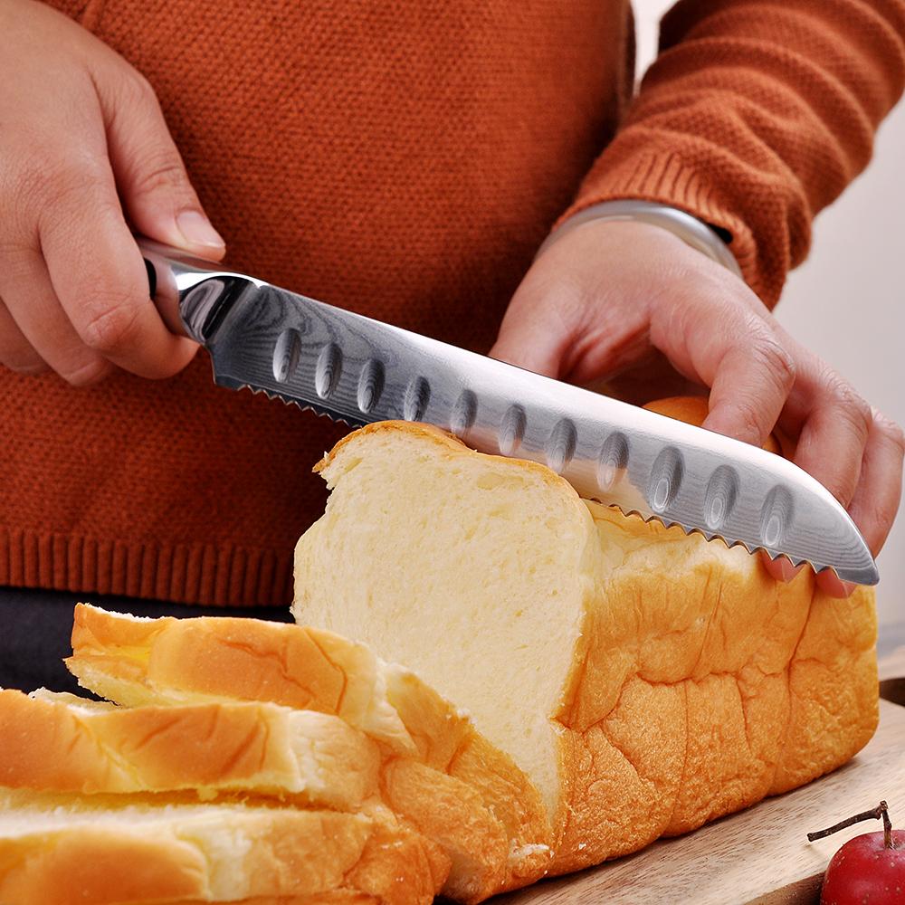 Изображение товара: Нож для хлеба, 8 дюймов, из дамасской стали, с сердечником