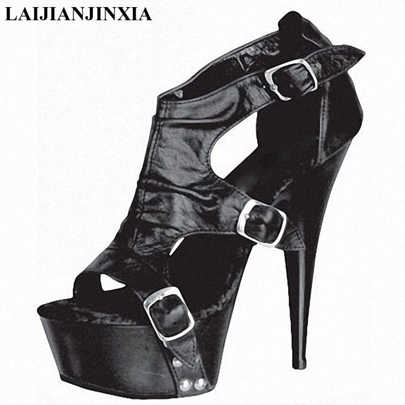 Изображение товара: LAIJIANJINXIA Новый Для женщин пикантная обувь для ночного клуба на каблуке 15 см босоножки на высоком каблуке вечерние Queen обувь для танцев с открытым носком полюс Обувь для танцев