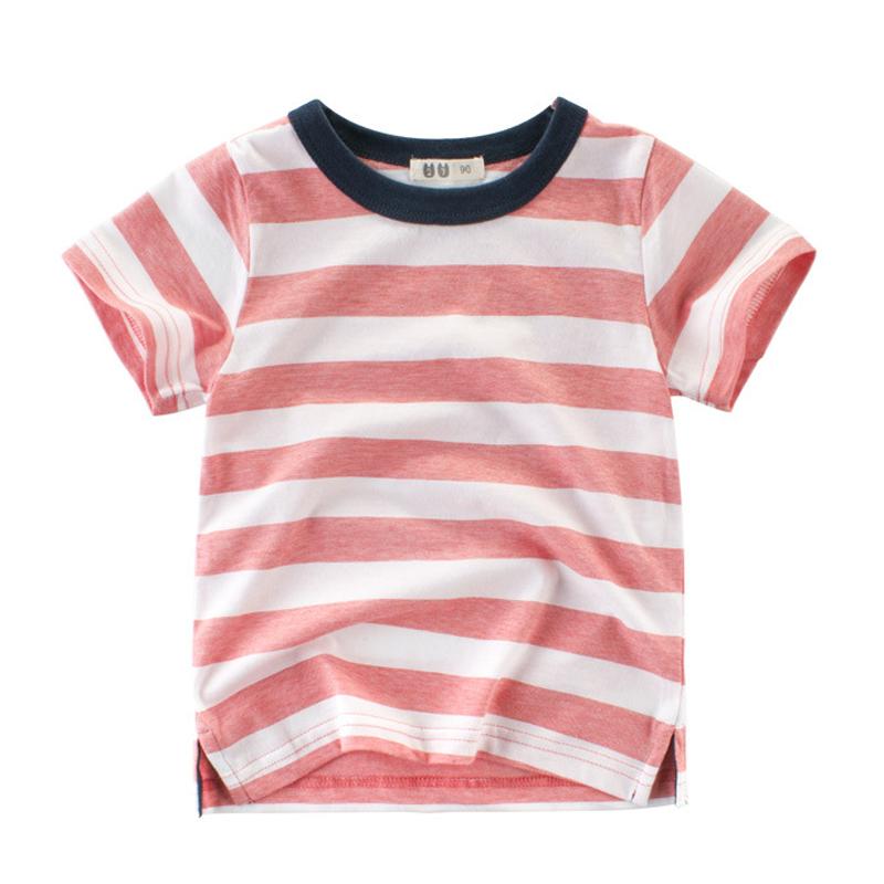 Изображение товара: Новинка 2019, модные хлопковые детские футболки для маленьких мальчиков, футболки в красную и синюю полоску, Детская летняя одежда, топы для мальчиков и девочек, футболка