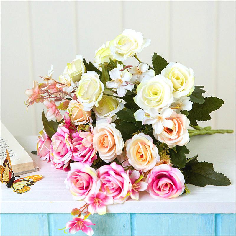 Изображение товара: 7 искусственные букеты из роз модные пион из шёлка, цветок красивая Маргаритка дома вечерние свадебное украшение невесты букеты 