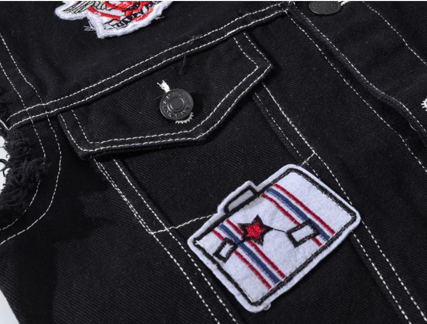 Изображение товара: Мужская джинсовая куртка без рукавов, черная облегающая однобортная безрукавка из джинсовой ткани, M/5Xl, J3009