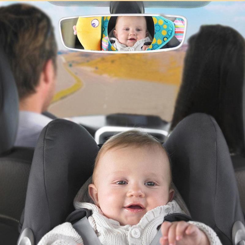 Изображение товара: Регулируемое детское автомобильное зеркало, автомобильное безопасное зеркало заднего сиденья, подголовник, зеркало заднего вида, рыба, плюшевый безопасный монитор с прорезывателем для зубов, игрушки