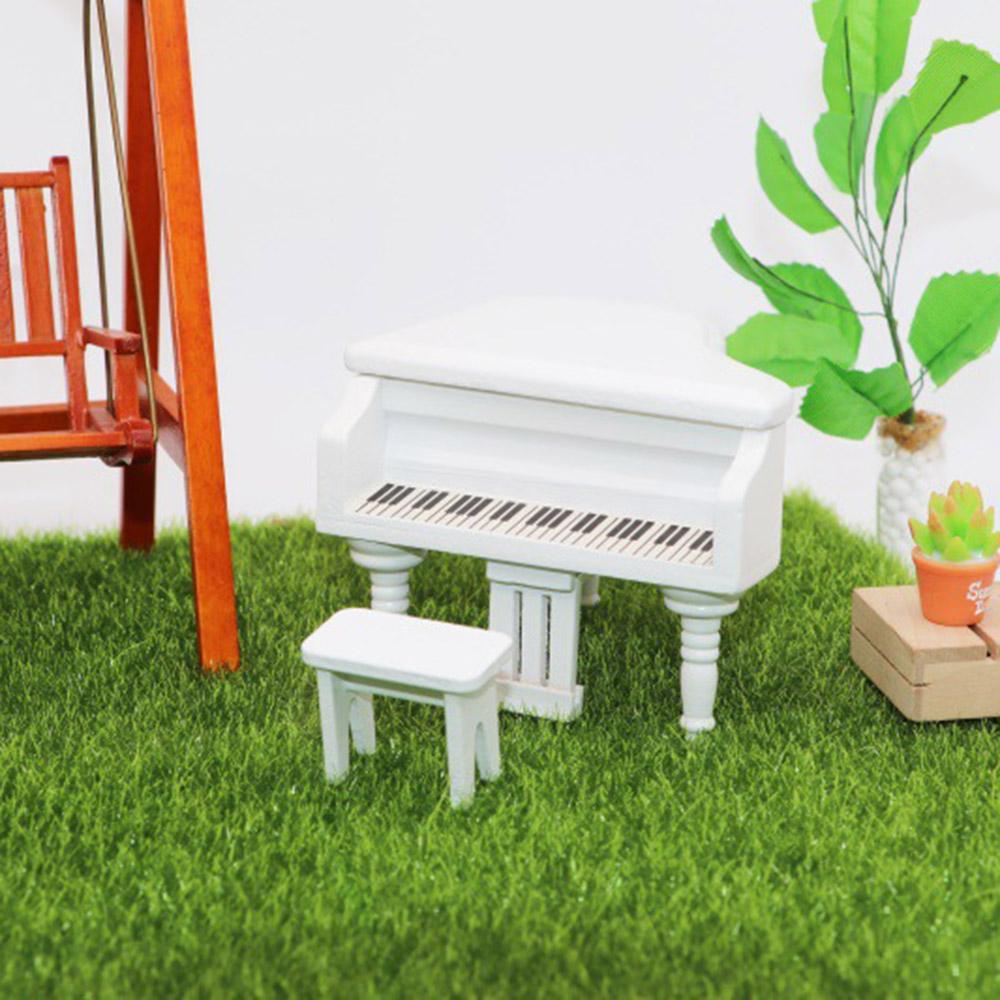 Изображение товара: Миниатюрные аксессуары для кукольного домика 1/12, деревянное мини-фортепиано с стулом, модель музыкального инструмента, игрушечный кукольный домик, Декор