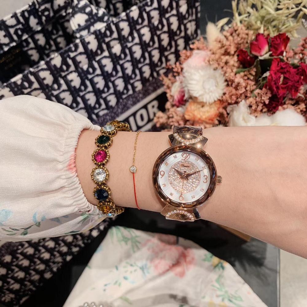 Изображение товара: Новое дизайнерское Брендовое Привлекательное Женское летнее платье, Миланский Браслет, часы, кристаллы, кварцевые наручные часы, сетчатые часы