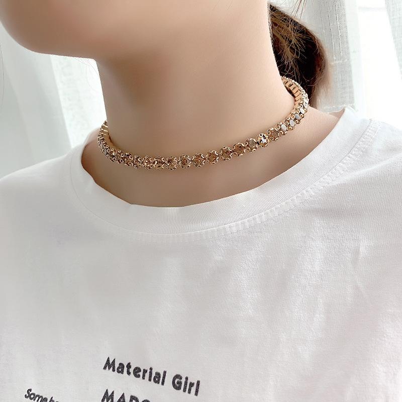 Изображение товара: Женские сексуальные теннисные ожерелья с кубическим цирконием, элегантное роскошное ожерелье-чокер со стразами, цепочка для ключиц для женщин, ювелирные изделия для девушек