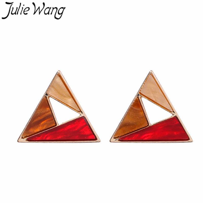 Изображение товара: Julie Wang, 1 пара геометрических пазлов, серьги-гвоздики, разноцветные акриловые Модные полые летние женские серьги для девочек, ювелирные изделия