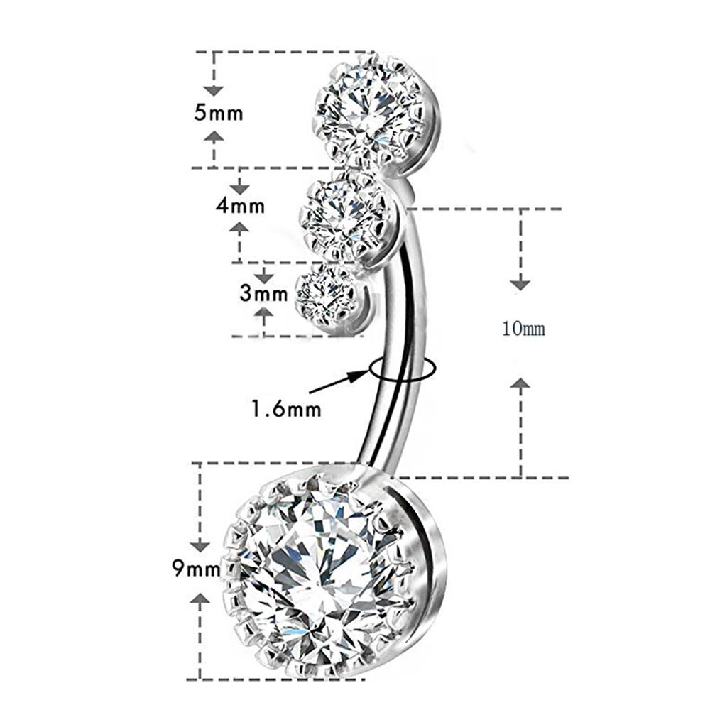 Изображение товара: 4 кристалла пирсинг для пупка мужское кольцо для пупка Женская стальная штанга