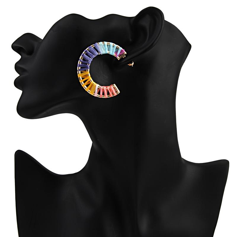 Изображение товара: Beadsland Висячие серьги красочные веревочные обмотки C-образной формы Модные Этнические женские вечерние праздничные подарки 40356