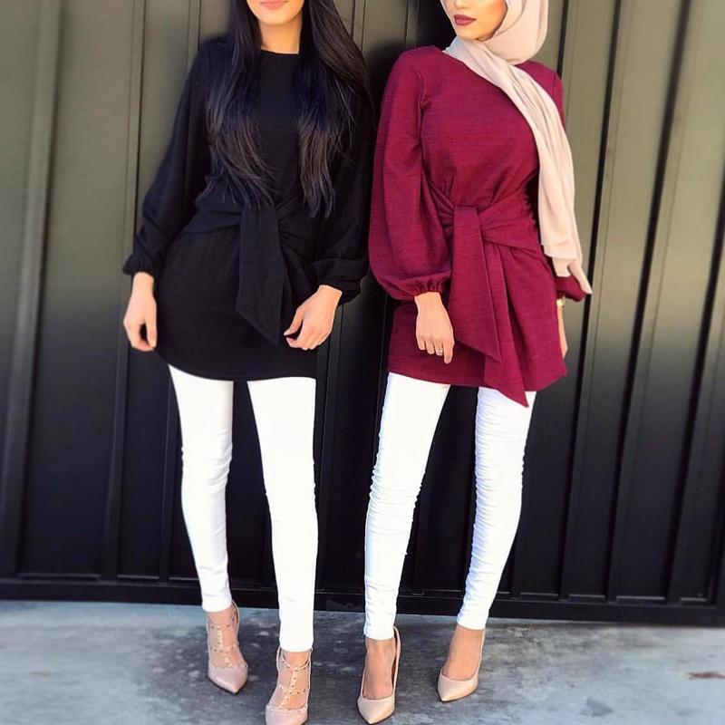 Изображение товара: Бандаж Абая Турецкая мусульманская турецкая исламская одежда рубашки с длинным рукавом Блузка свободные длинные топы Женская одежда Ropa Turca Mujer