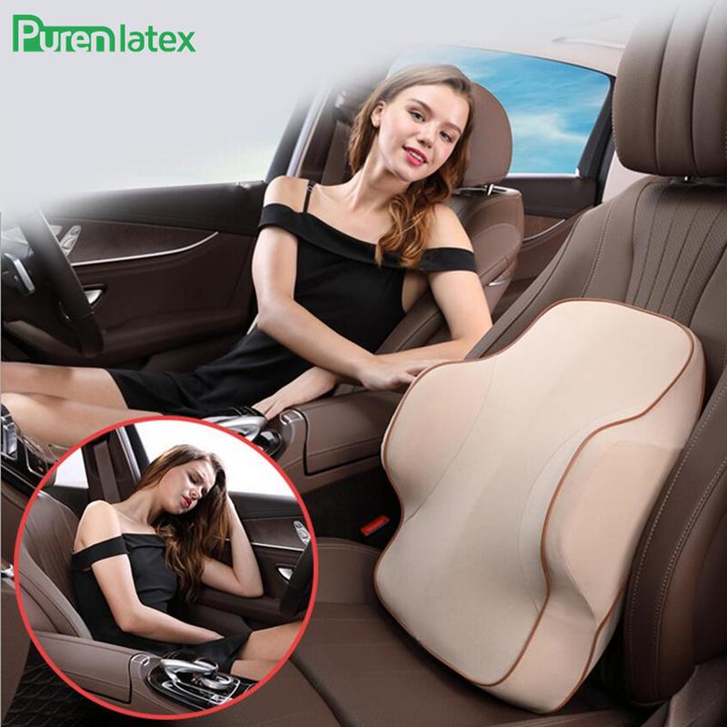 Изображение товара: Подушка PurenLatex для автомобильного сидения, с объемным окружением, поддержка поясницы, Ортопедическая подушка для защиты позвонков