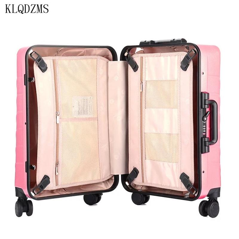 Изображение товара: KLQDZMS 20/24 дюйма модный чемодан на колесиках из поликарбоната, деловой Дорожный чемодан для мужчин и женщин, сумки на колесиках, сумка для переноски