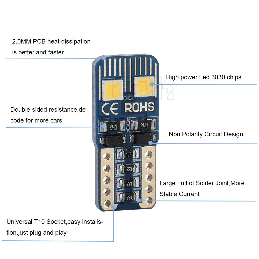 Изображение товара: 10 шт., светодиодные лампы T10 Canbus 4smd 3030, w5w, 168, 194, для салона автомобиля, сигнальная лампа, купольная лампа для чтения номерного знака, авто 12 В