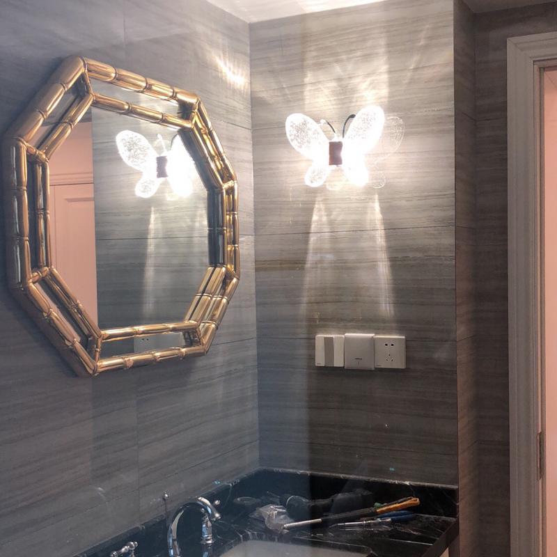 Изображение товара: Настенный светильник с креативным кристаллом-бабочкой, светодиодный светильник в скандинавском стиле для спальни, зеркала, настенные лампы для ванной светильник s для дома, светильник ing Wandlamp