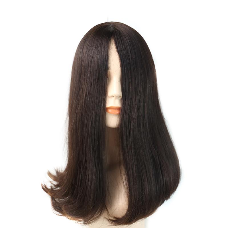 Изображение товара: Парики из человеческих волос на шелковой основе, двухтянущийся парик, кошерный европейский реми волосы 4 # цвет, парик для женщин