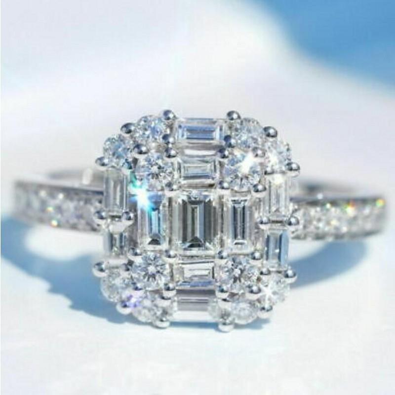 Изображение товара: Лидер продаж высокое качество роскошные ювелирные изделия стерлингового серебра 925 T Принцесса Cut 5A кубического циркония для женщин обручальное кольцо подарок