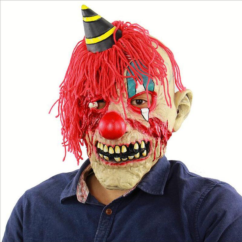 Изображение товара: Страшная маска клоуна на Хэллоуин, латексная ужасная гримаса, голова для взрослых, маскарадный костюм для вечеринки, косплей, маскарадный костюм, реквизит для Хэллоуина