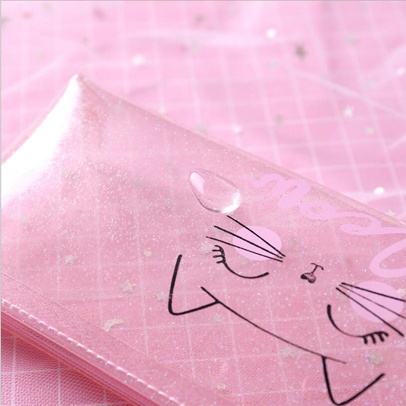 Изображение товара: Пенал для карандашей, для девочек, розовый, прозрачный, из ПВХ, сумка, школьные принадлежности