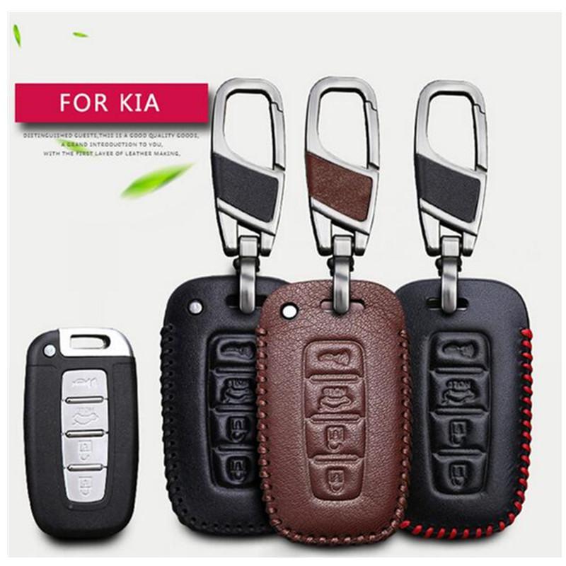 Изображение товара: Кожаный чехол для автомобильного ключа с держателем для ключей для Kia Rio K2 Ceed Sportage Soul Sorento Cerato Spectra Carens автомобильные аксессуары для интерьера