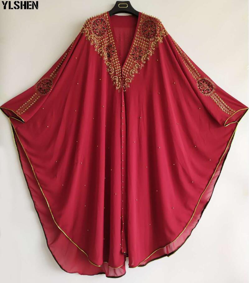 Изображение товара: Африканские платья супер размера для женщин Роскошная африканская одежда Дашики Алмазный капюшон накидка абайя Дубай халат вечернее длинное мусульманское платье
