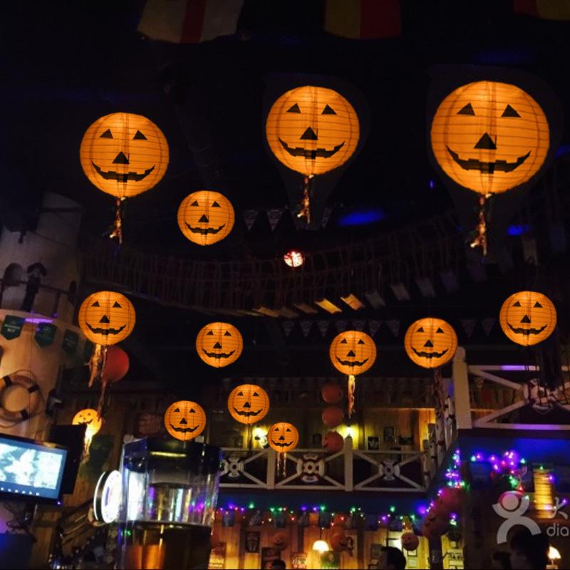 Изображение товара: DIY Хэллоуин тыква подвесной бумажный фонарик лампа для Хэллоуина вечеринки фестиваля страшные украшения