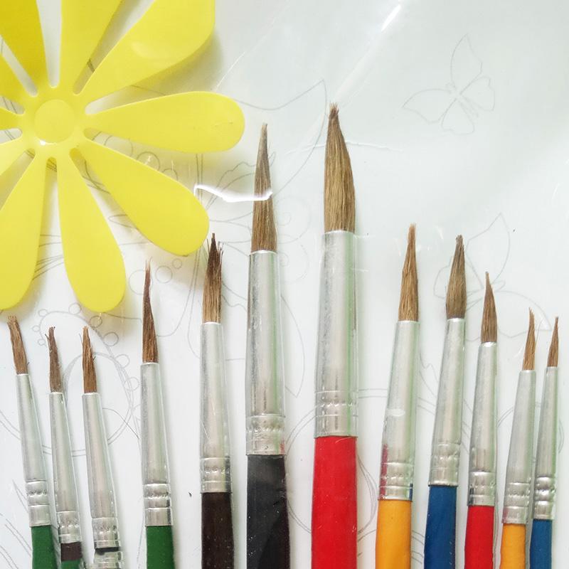Изображение товара: Кисти для рисования из шерсти ворса, деревянная ручка, акварель, набор кисть для рисования, ручка для обучения, масляная Акриловая картина, 12 шт./компл.