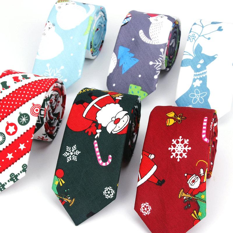 Изображение товара: Новинка 2019, лидер продаж, мужские Модные рождественские тонкие шейные галстуки для мужчин, повседневные обтягивающие галстуки с принтом деревьев для взрослых, мужские галстуки