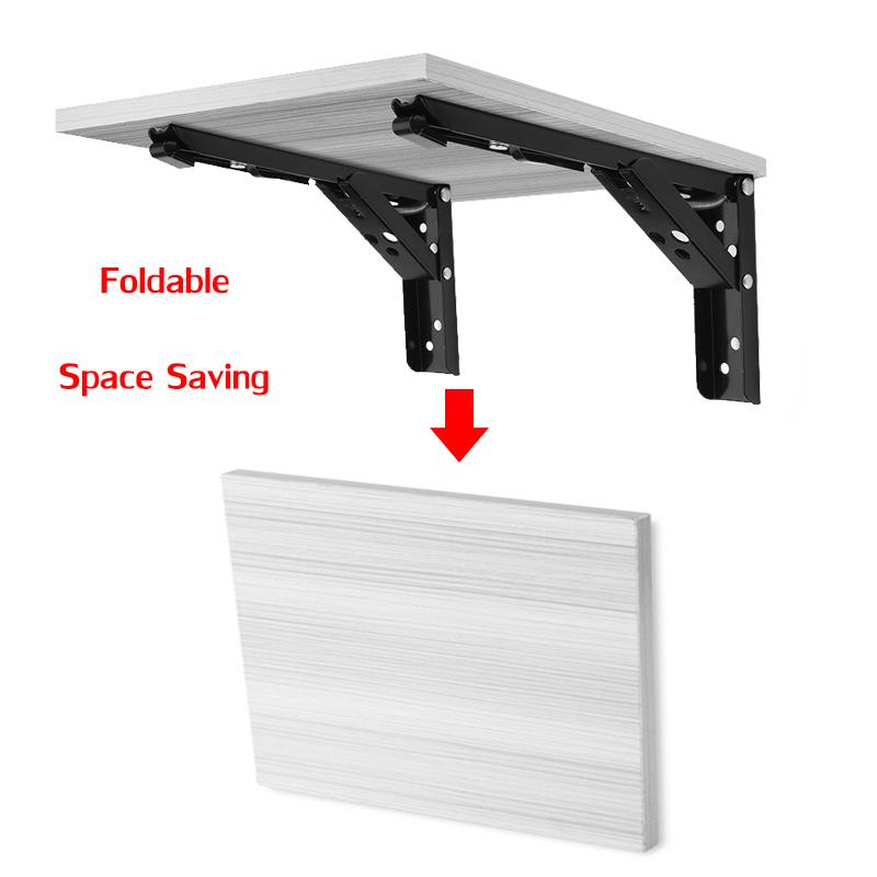 Изображение товара: Треугольный складной угловой кронштейн, 2 шт., тяжелая опора, регулируемый настенный кронштейн для скамьи, стола, полки, мебельная фурнитура, черный цвет