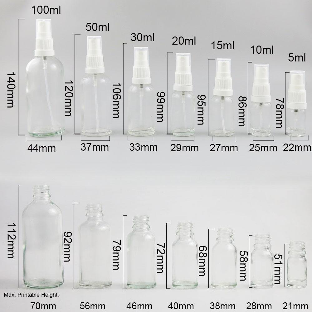 Изображение товара: 360 x многоразовая портативная прозрачная стеклянная бутылка для масла с вскрывающим спреем 5 мл 10 мл 20 мл 30 мл
