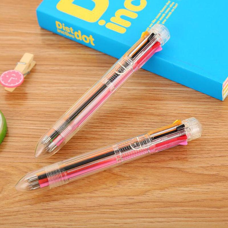 Изображение товара: 1 шт., 8 цветов шариковая ручка, кавайные прозрачные Школьные Аксессуары, шариковая ручка с рисунком граффити, канцелярские принадлежности для школы и офиса