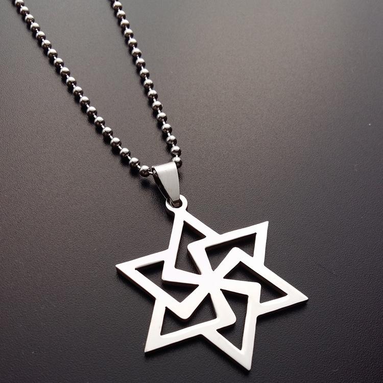 Изображение товара: 10 ожерелье с эмблемой из нержавеющей стали, с геометрическим перекрытием, треугольник, шестиконечная звезда, магический символ, очаровательные ювелирные изделия