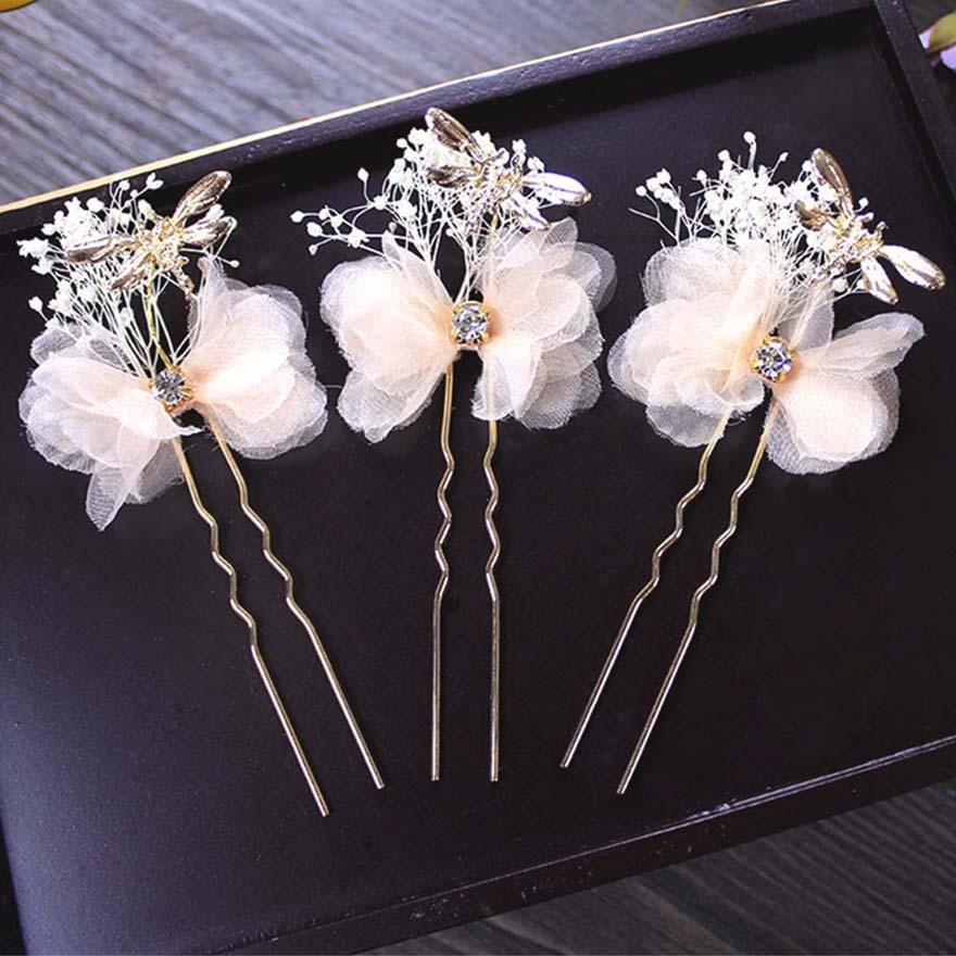 Изображение товара: Заколки для волос MOLANS ручной работы со стрекозой свадебные шпильки для волос с кристаллами для невесты шпильки для волос розовые свадебные заколки для волос с цветком для женщин аксессуары для волос