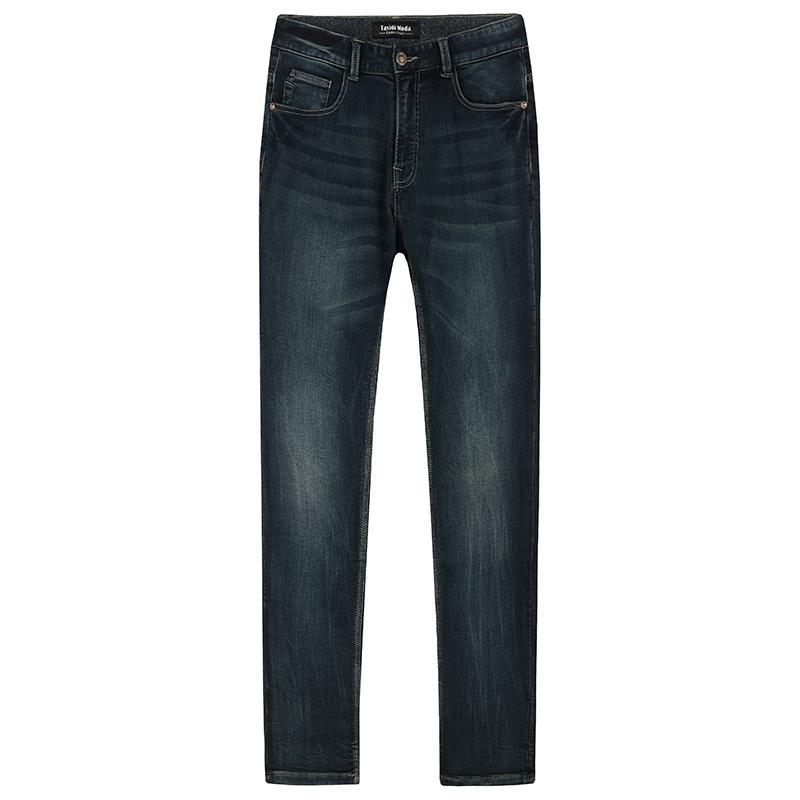 Изображение товара: 2022 новые весенние мужские повседневные джинсовые брюки синего цвета, брендовая одежда для мужчин, облегающие плиссированные джинсы, мужские брюки 169061