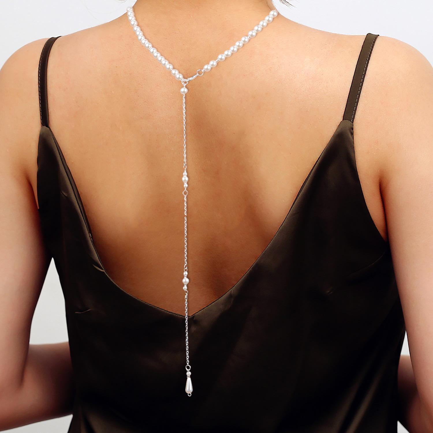 Изображение товара: Ожерелье с жемчужной подвеской, ожерелье с кисточкой на спине, модные ювелирные изделия, аксессуары для женщин на каждый день/вечерние ринку, свадьбу, новинка 2019