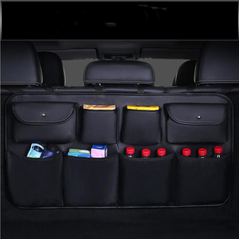 Изображение товара: Высокое качество кожа заднего сумка для хранения на спинку сиденья с карманами Автомобильный багажник Организатор Авто Средства