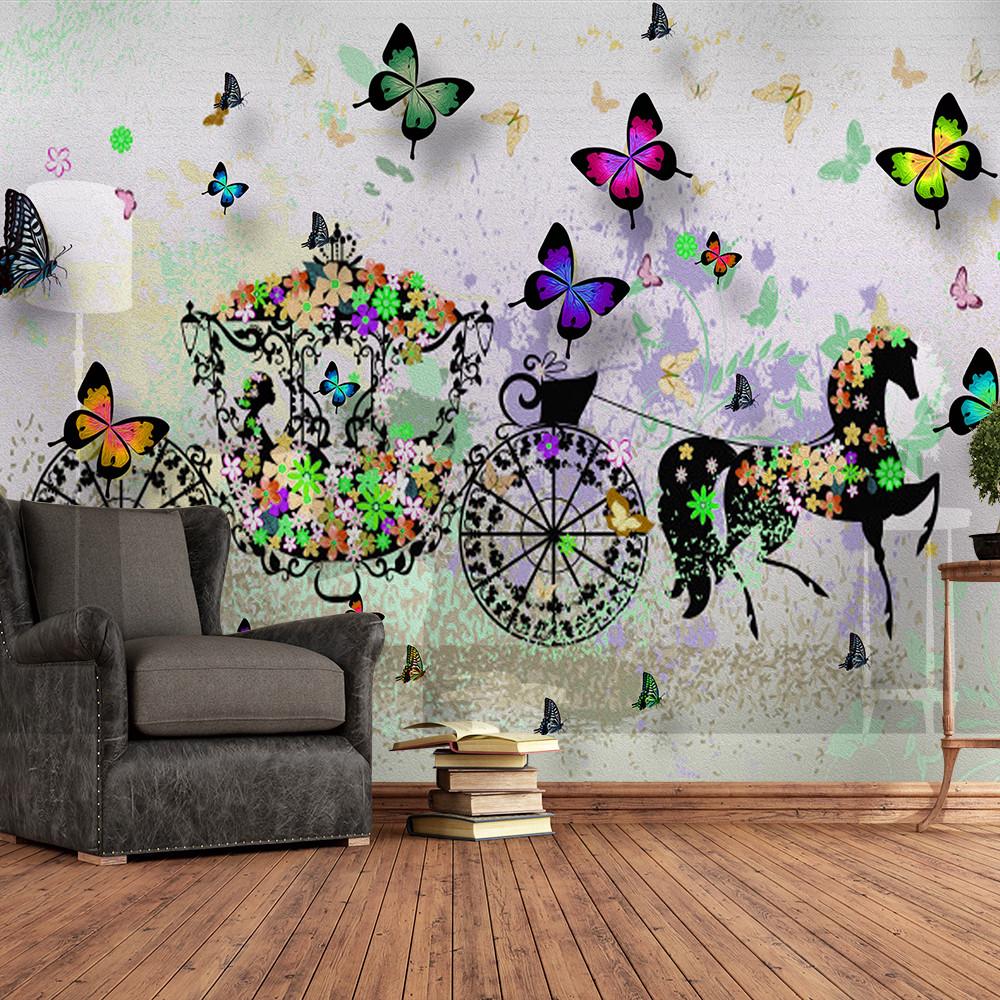 Изображение товара: Пользовательские 3d обои современные Окрашенные мультфильм бабочка фон стены-высококачественный водонепроницаемый материал