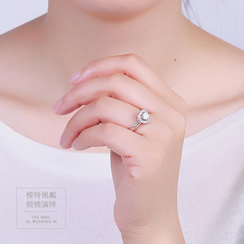 Изображение товара: Романтическое сердце влюбленных Пара стерлингового серебра 925 пробы AAAAA CZ камень тонкие кольца для женщин регулируемое свадебное кольцо ювелирные изделия