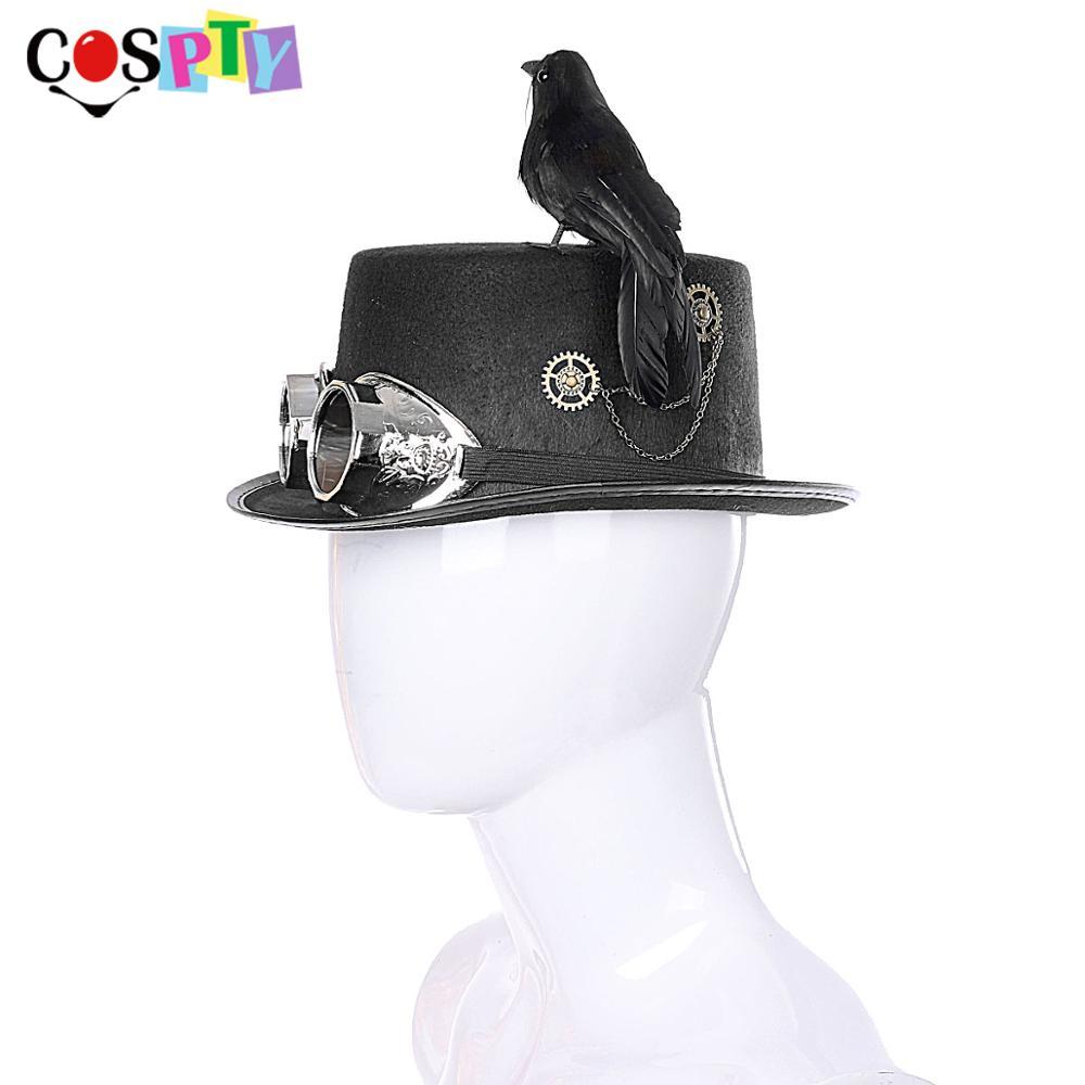 Изображение товара: Cospty Хэллоуин вечерние винтажные паровые Панк косплей ворона черный ворон стимпанк шапка с рисунком «защитные очки» для мужчин