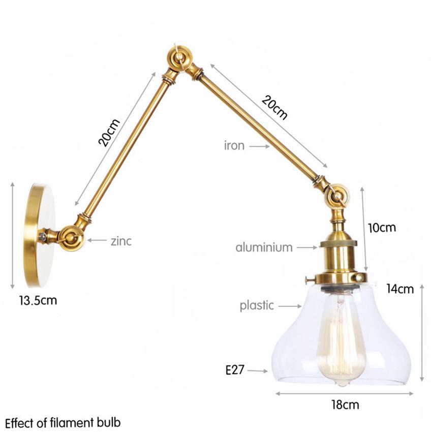 Изображение товара: Креативная настенная лампа в стиле ретро с длинным кронштейном, регулируемые светодиодсветодиодный светильники Эдисона в стиле индастриал, декор в стиле лофт, светильник щение