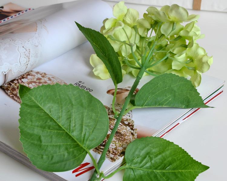 Изображение товара: Один Филиал гортензии цветок из искусственного шелка Букет с зелеными листьями Свадебные цветы для невесты Вечерние diy украшения поддельные растения