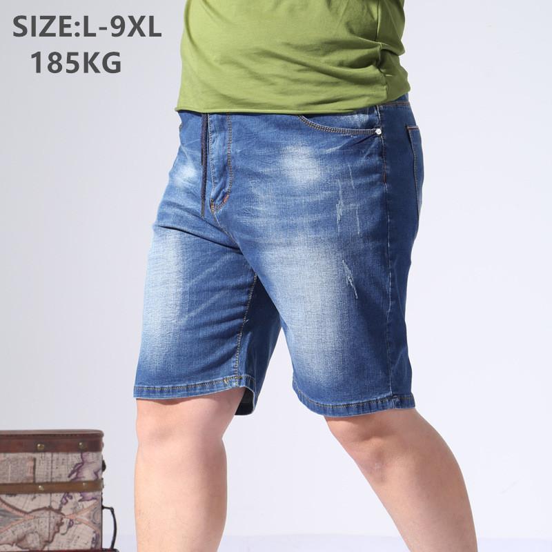 Изображение товара: Джинсовые шорты мужские, повседневные, свободные, летние, хлопковые, синего цвета, размера плюс 5XL 6XL 7XL 8XL 9XL