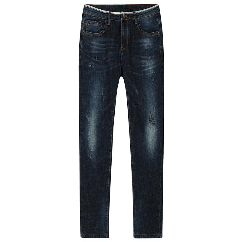 Изображение товара: 2022 новые весенние мужские модные рваные джинсовые штаны с заплатками и дырками синего цвета для узких байкерских длинных джинсов мужские брюки 6611