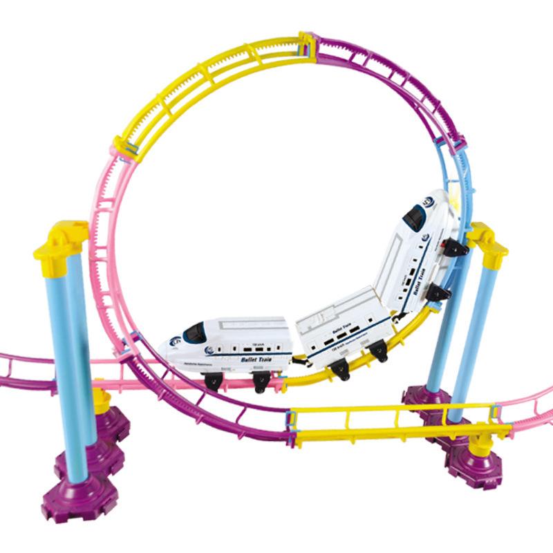 Изображение товара: Новая сборка электрического высокоскоростного рельсового транспортного средства головоломка игрушечный поезд для детей DIY головоломка игрушка американские горки совместимые Игрушки для мальчиков