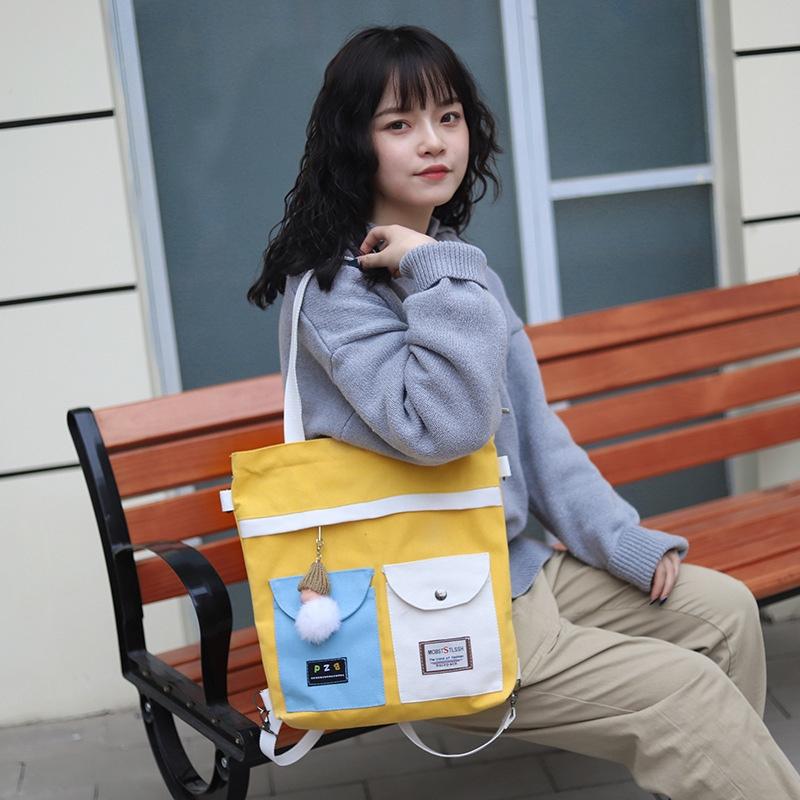 Изображение товара: Многофункциональная Холщовая Сумка-тоут для женщин, Повседневная Складная дамская сумочка на плечо, пляжный ранец для покупок