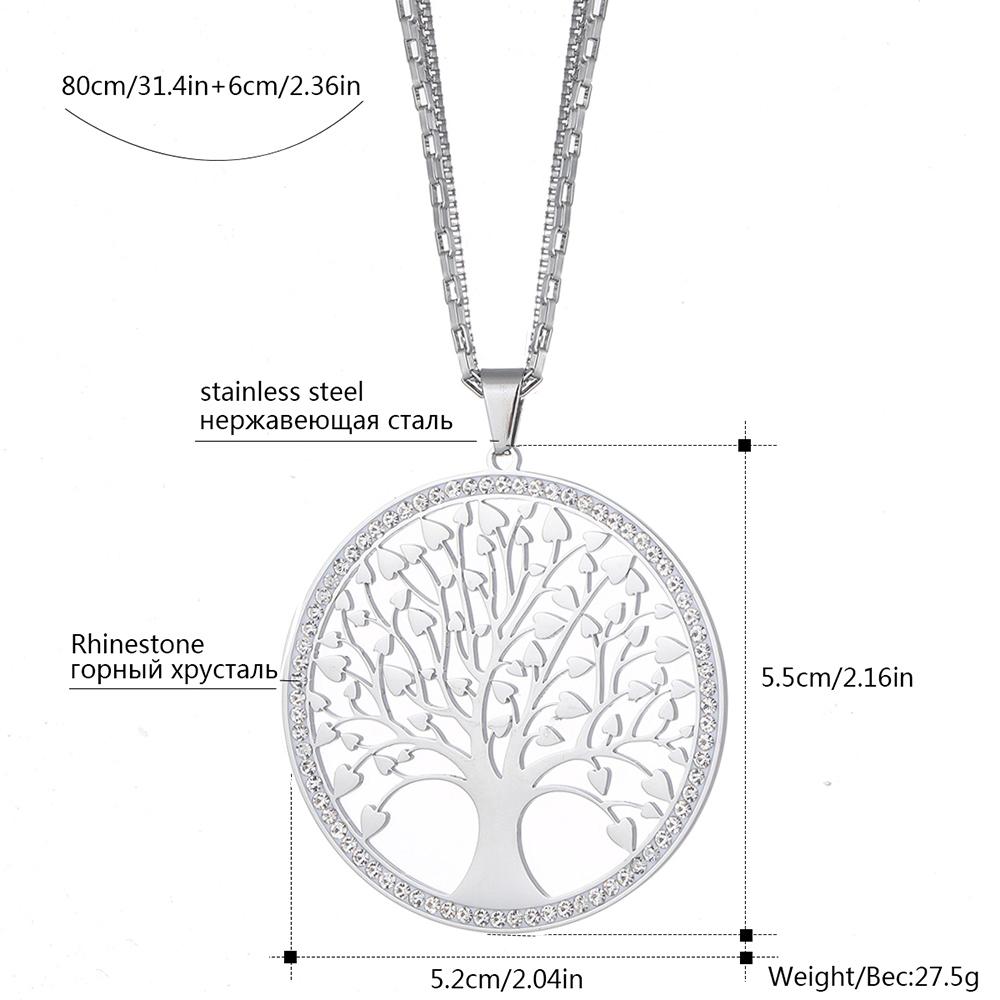 Изображение товара: Цепочка Женская длинная из нержавеющей стали, с геометрическим рисунком Древа Жизни золотое ожерелье подвеска, 2021
