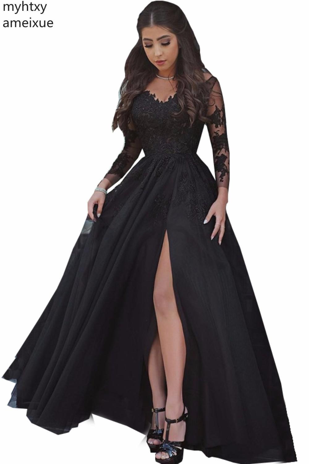 Изображение товара: Женское вечернее платье, роскошное кружевное платье с разрезом и открытой спиной, официальное платье для выпускного вечера, 2021