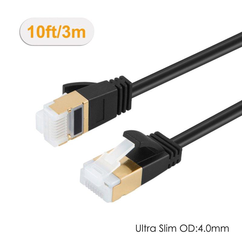 Изображение товара: Сверхтонкий Ethernet-патч-кабель RJ45 Cat7, 50UGold, Сетевой Кабель SSTP до 10 гигабитных полос, ширина 500 МГц, низкопрофильный штекер