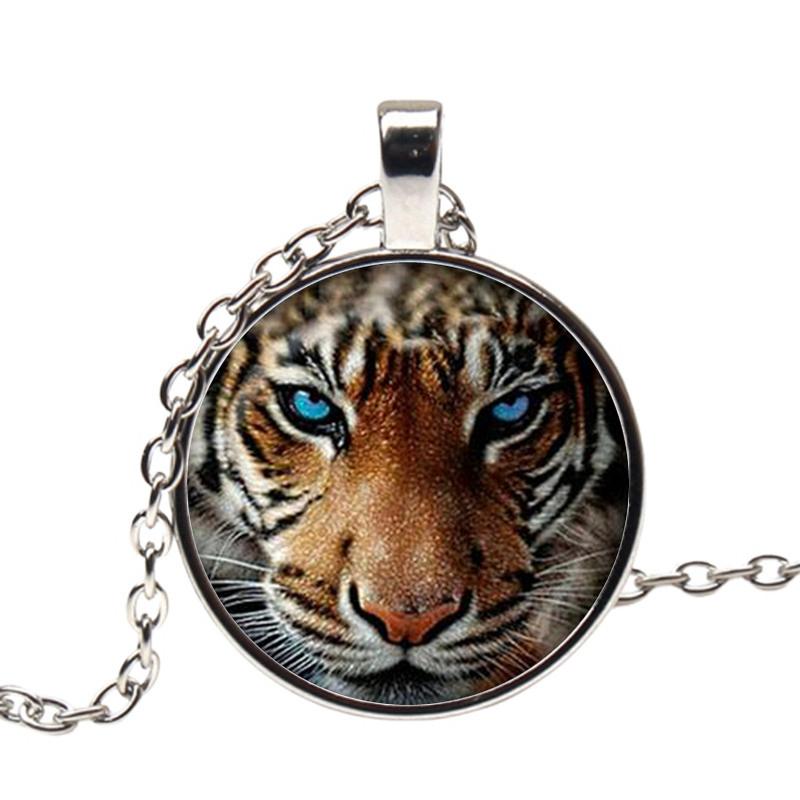 Изображение товара: Ожерелье с подвеской в виде тигра для мужчин, ювелирное изделие из стекла, цепочка в Королевском Стиле, массивное ожерелье